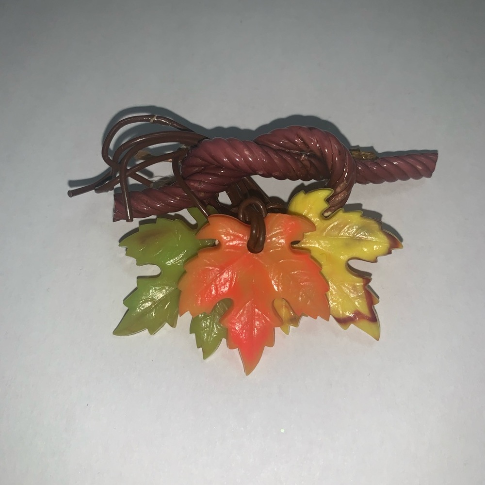 Vintage Plastic Fall Leaves Brooch Maple Leaves 1940s Antique like